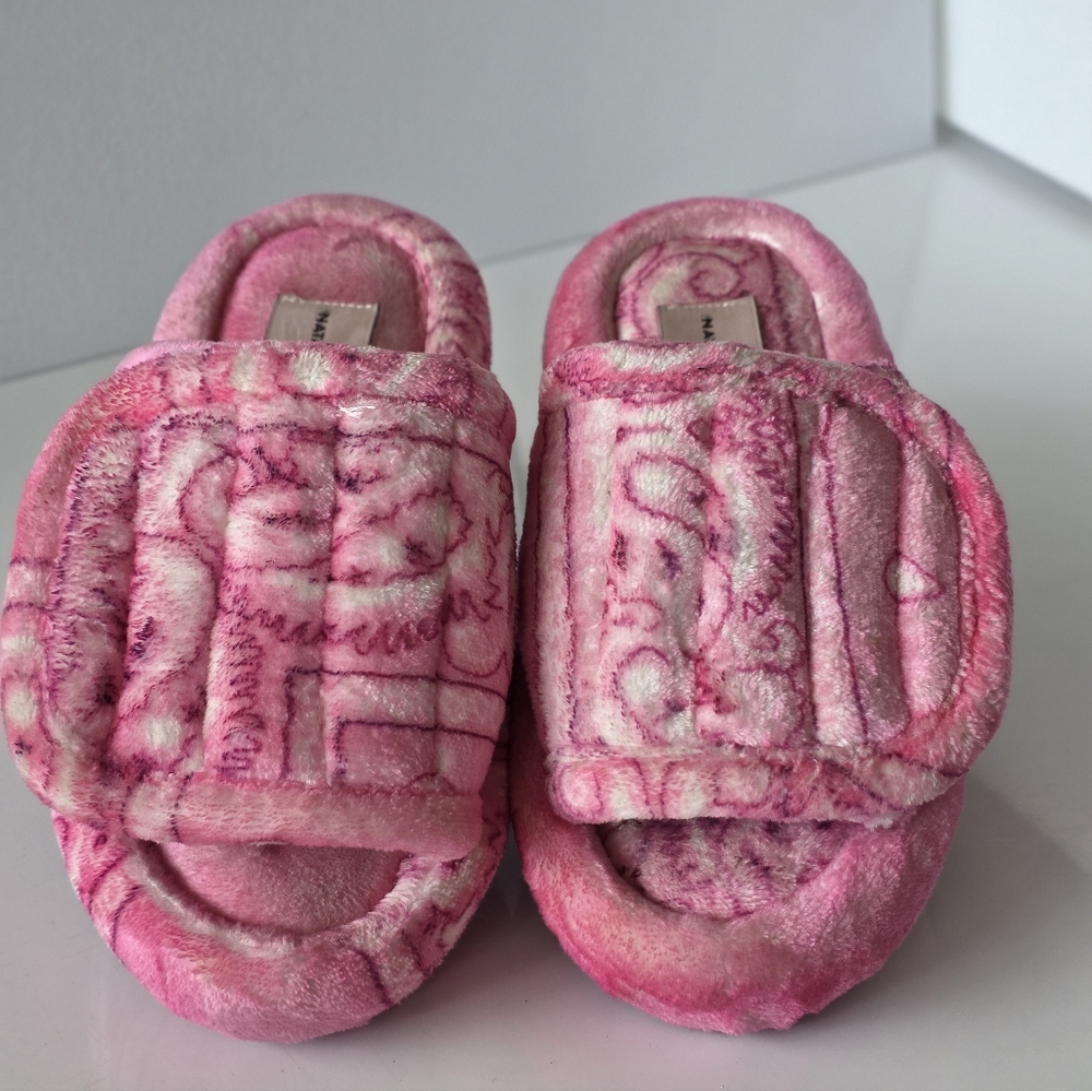 NATASHA ZINKO PINK BANDANA PRINT VOLUME PLATFORM SLIDES 9 - Picture 11 of 12